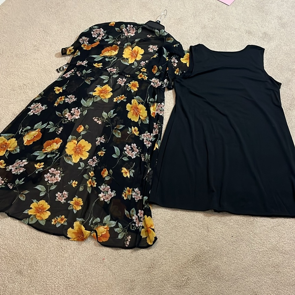 NWT Liberty Love 2-Piece Black Dress & Floral Kimono Coverup Size XL - Picture 17 of 17